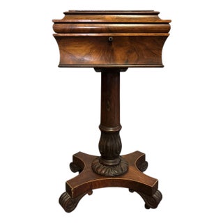 Antique Regency Mahogany Teapoy Pedestal Table For Sale