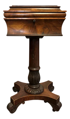Antique Regency Mahogany Teapoy Pedestal Table