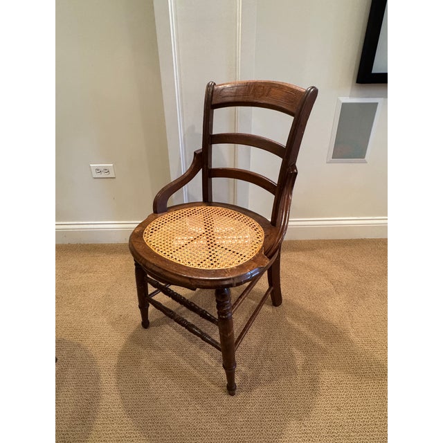 Wood Last Call! Vintage Victorian Style Mahogany and Cane Side Chairs - Set of 4 For Sale - Image 7 of 17
