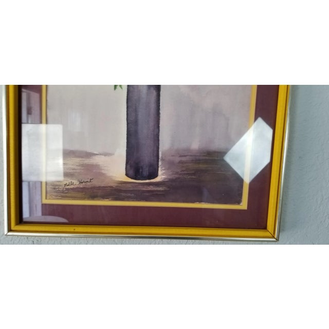 Yellow 1970s Vintage Belle Horink Still Life Watercolor Abstract Painting For Sale - Image 8 of 12