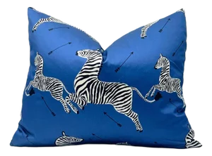 Scalamandre Navy Petite Zebras Pillow Cover