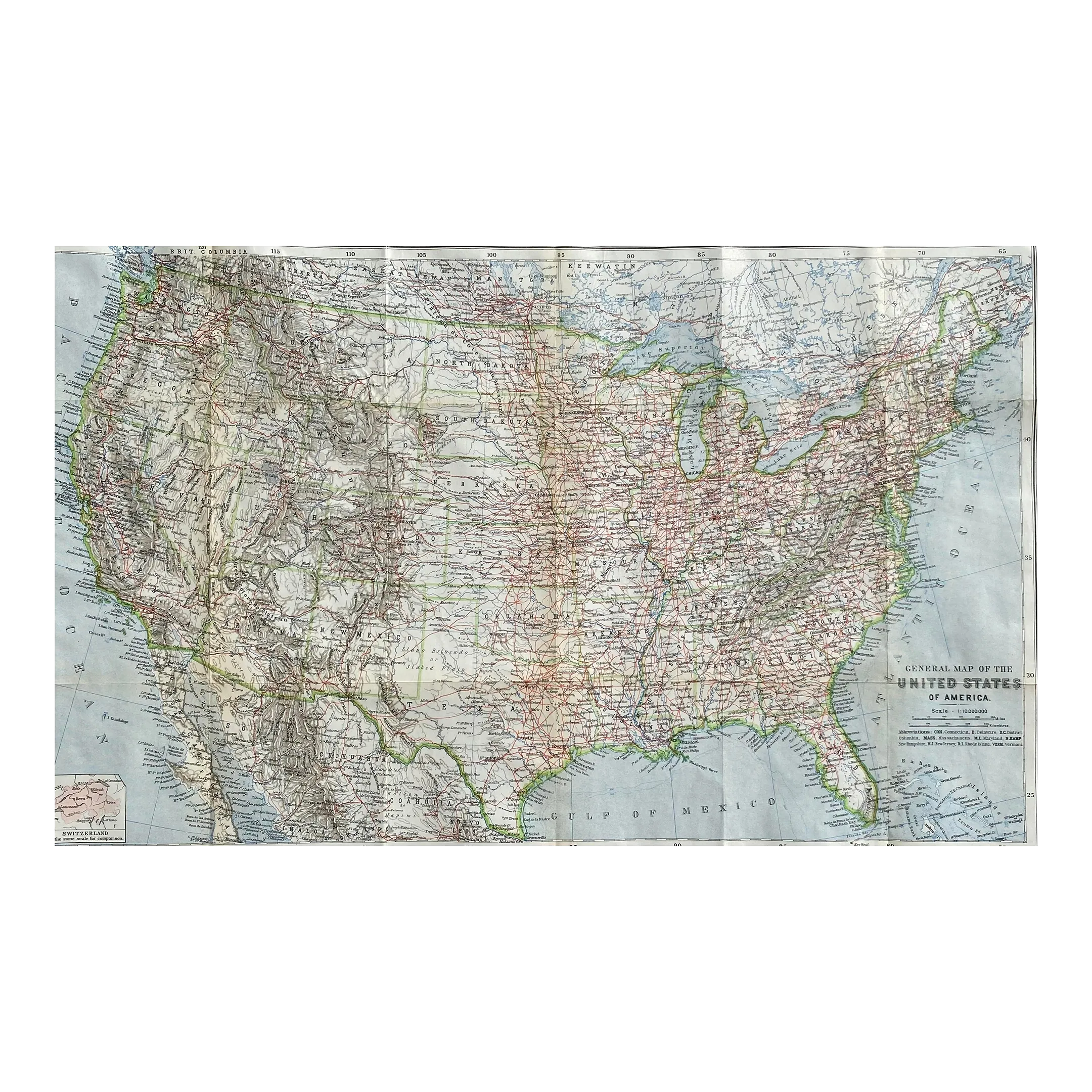1909 Antique Map of the United States | Chairish