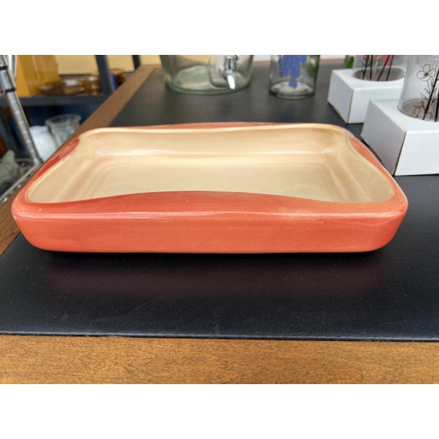 Ceramic Vintage Orange Rectangle Red Wing Pottery Bonsai Planter For Sale - Image 7 of 7