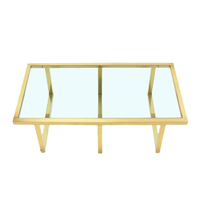 Mid-Century Modern Rectangular Brass and Glass Coffee Table For Sale - Image 9 of 9