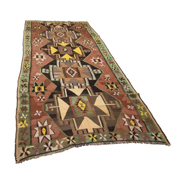 Traditional Vintage One of a Kind Turkish Kilim Rug For Sale - Image 3 of 7