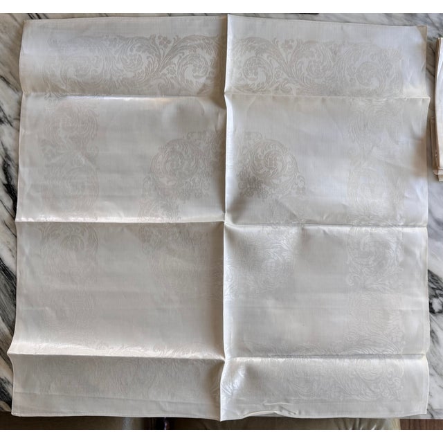Made in Ireland Mid-Century Fine Damask Napkins - Set of 6 + 1 For Sale - Image 10 of 17