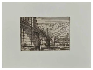 Georges-Henri Tribout, The Bridge, Original Etching, Early 20th-Century