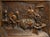 An exceptional antique Black Forest carved wood, high-relief panel depicting a 19th-century home scene with multiple...