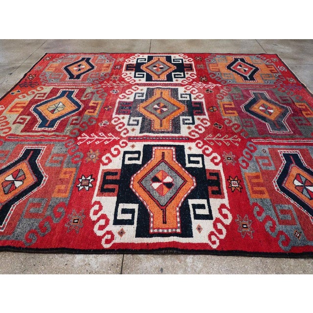 Galerie Shahab Collection Mid-20th Century Handmade Turkish Tribal Square Room Size Carpet For Sale - Image 4 of 8
