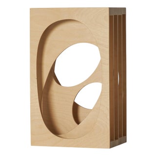 Tall Fluid Cube Series 11 Wall Sculpture in Birch Plywood by A Hint of Neon For Sale