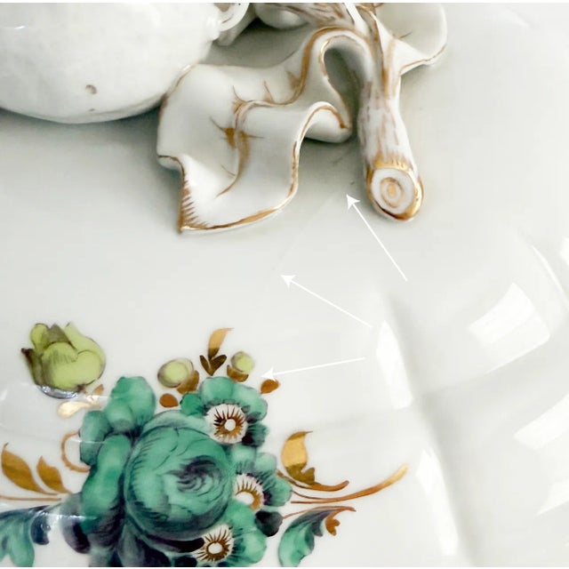 Early 20th Century Nymphenburg Porcelain Tureen With Lemon Finial and Blue Green Floral For Sale - Image 11 of 11