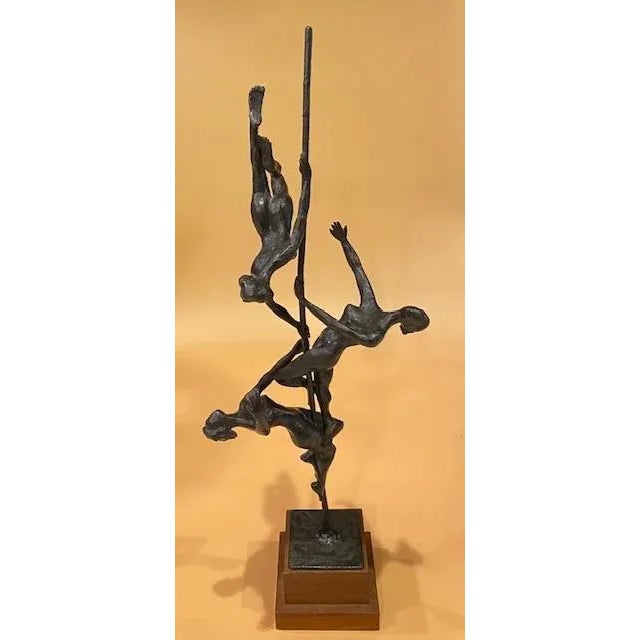 Late 20th Century Gerald Fellman Abstract Bronze Sculpture of Acrobats For Sale - Image 9 of 9