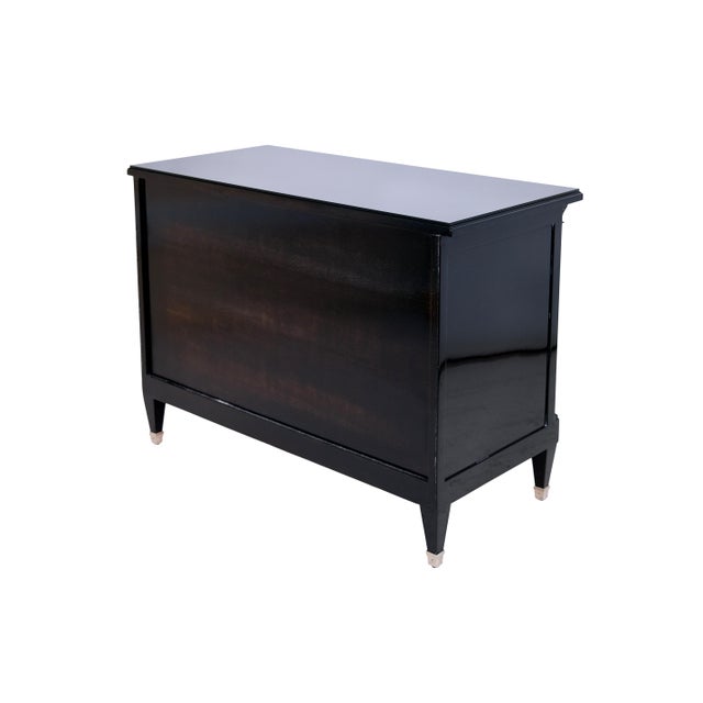 Art Deco Chest of Drawers in Black High-Gloss Lacquer, Fittings and Sabots Nickel-Plated, 1930s For Sale - Image 6 of 7
