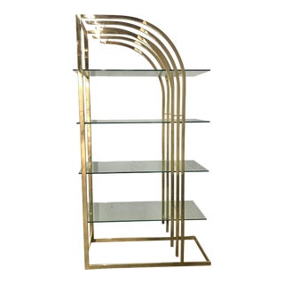 1970s Art Deco Style Brass and Glass Etagere For Sale