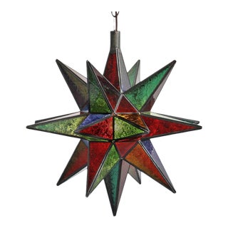 Colorful Moravian Star Glass Pendant Light For Sale