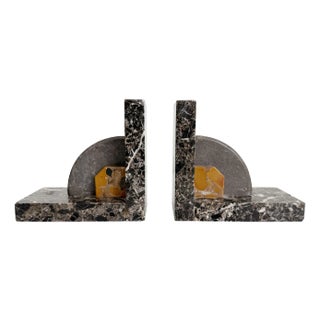 French Art Deco Mixed Marble Bookends - A Pair For Sale