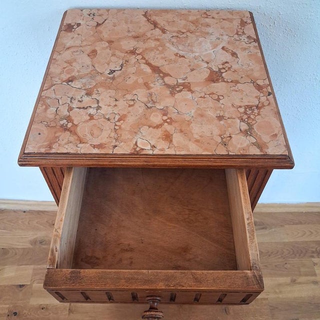 Antique French Bedside Table with Marble Top For Sale - Image 9 of 18