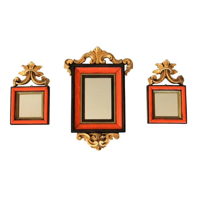 Vintage Giltwood Italian Wall Mirrors S/3 For Sale