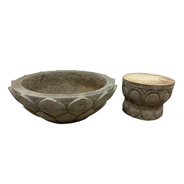 Vintage Chinese Hand Chiseled Stone Planter For Sale In Los Angeles - Image 6 of 9