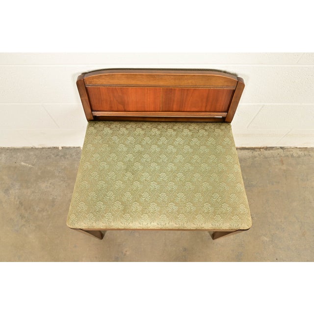 1920s Art Deco Carved Walnut Vanity Stool | Circa 1920s For Sale - Image 5 of 11