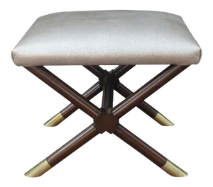 Vintage X-Base Ottoman in Faux Shagreen Leather