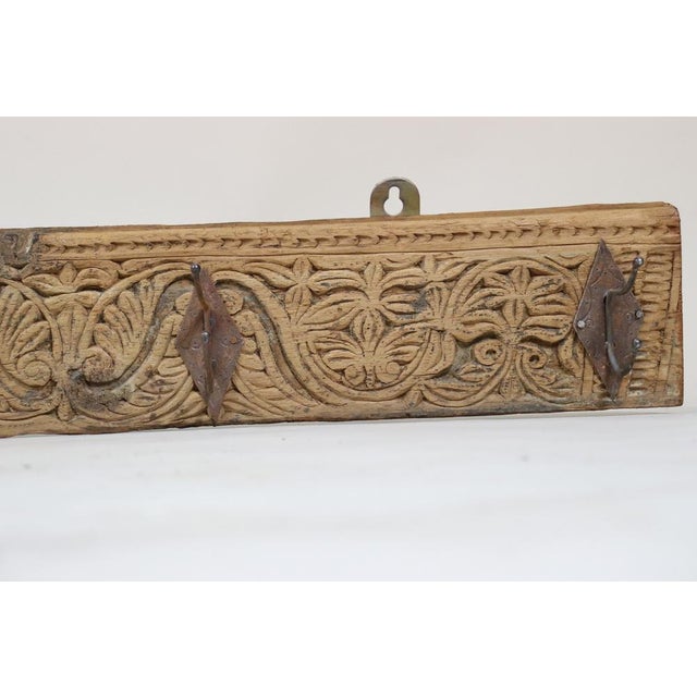 Wood Antique Wood Handcarved Wall Coat Rack, 1890s For Sale - Image 7 of 17