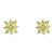 Artisanal 14k Gold Stud Earrings With Peridot & Diamond Floral Design- A Pair For Sale