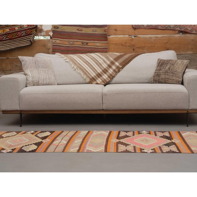 1970s Vintage Handmade Wool Cotton Runner Rug For Sale - Image 10 of 10