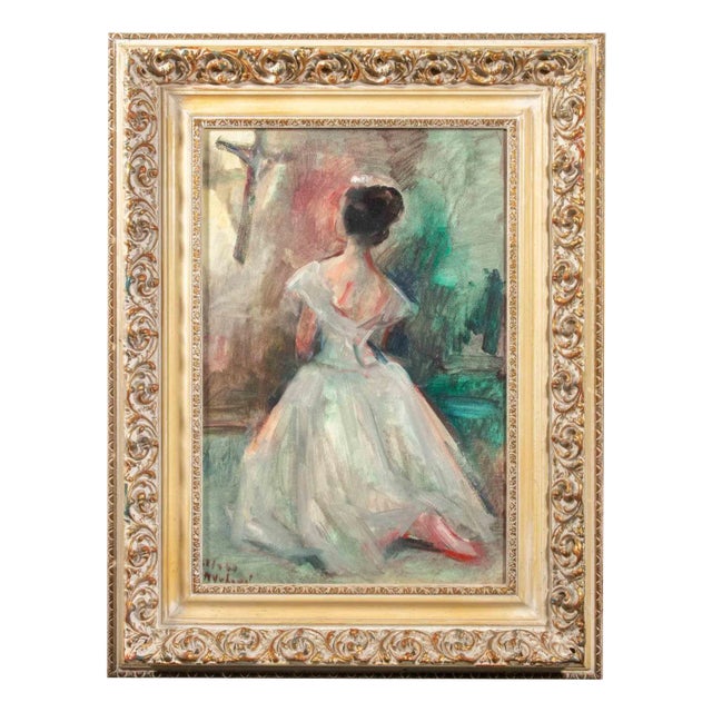 Miloslava Vrbova-Štefková, Juliet in Prayer, Oil Painting, Mid-20th Century For Sale