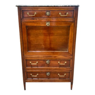 French 19th Century Louis XVI Mahogany Marble Top Secretaire For Sale