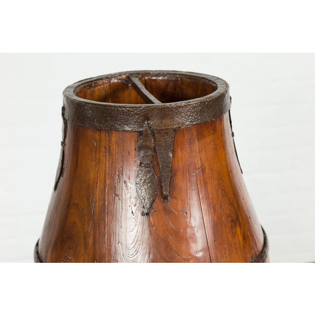 Chinese Qing Dynasty Period 19th Century Pear-Shaped Wooden Grain Basket For Sale - Image 11 of 13