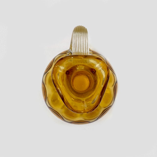Antique Glass Thumbprint Coin Dot Cruet Reed Handle & Stopper For Sale In Houston - Image 6 of 8