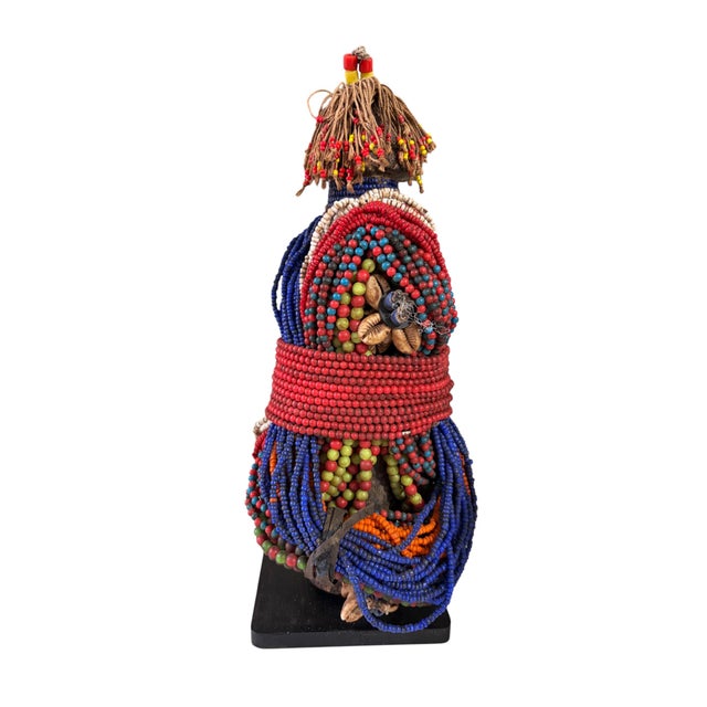 Red #1227 Vintage African Beaded Fali Fertility Doll Cameroon 11" H For Sale - Image 8 of 9