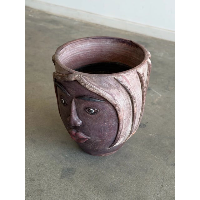 Vintage Mexican Terracotta Face Planter For Sale - Image 4 of 15