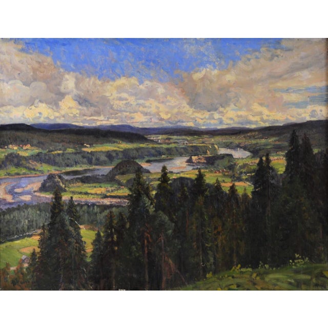 Anton Genberg(1862-1939),oil on canvas ,,Fjällandskap,,early 20thC Signed on the left lower corner Size of the painting 80...