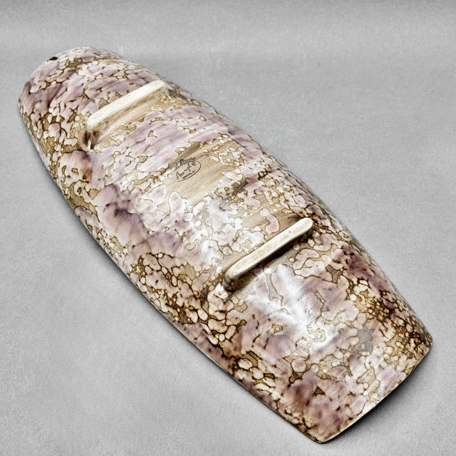 Ceramic Vintage Stangl Pottery Mid-Century Mottled Purple Glaze Footed Bread Serving Tray For Sale - Image 7 of 8