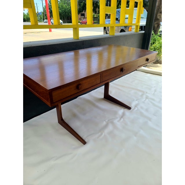 1960s 1960s Danish George Petersens Cantilever Teak Desk For Sale - Image 5 of 13