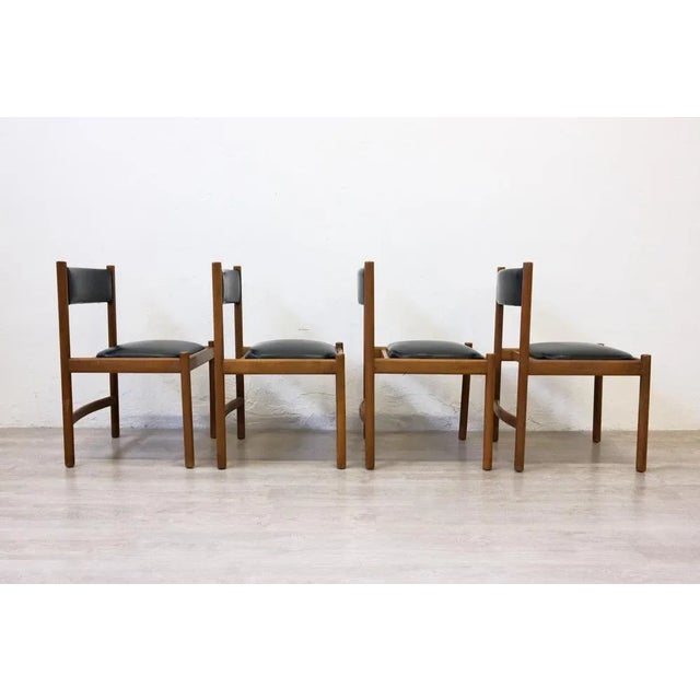 Black Wood Black Leather Chairs from Isa Bergamo, Italy, Set of 4 For Sale - Image 8 of 12
