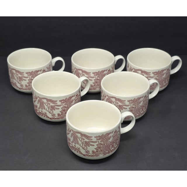 White Vintage EnglishMid-Century Modern Churchill Willow English Cottage Mugs-Set of 6 For Sale - Image 8 of 8