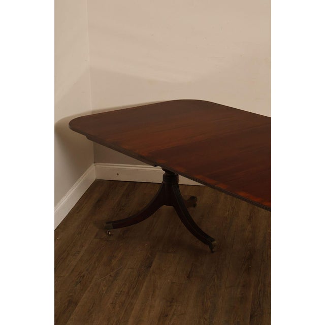 Regency Style Banded Mahogany Double Pedestal Dining Table With 2 Leaves For Sale - Image 15 of 18