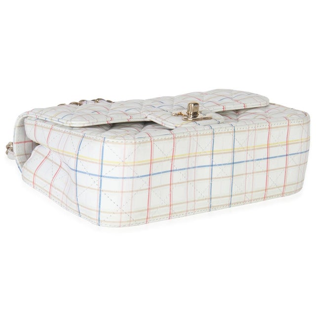 White Multicolor Calfskin Tweed Print Mini Rectangular Flap Bag For Sale In New York - Image 6 of 9