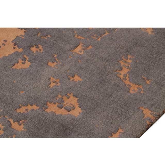 Rug & Kilim’s Abstract Rug in Charcoal Gray With Orange Patterns For Sale In New York - Image 6 of 8