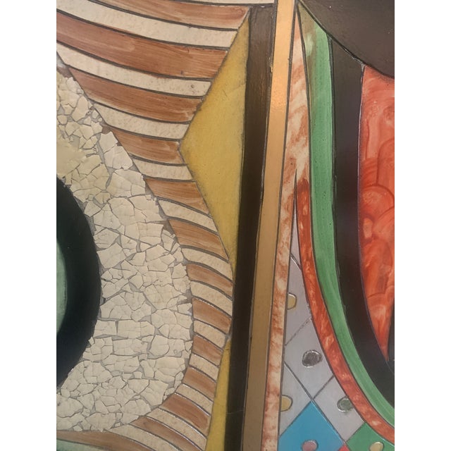 Large Mid Century Modern Studio Abstract Acrylic Mixed-Media Painting Picasso Inspired Original Decorative Artwork Handcrafted Girl Before a Mirror For Sale - Image 9 of 14