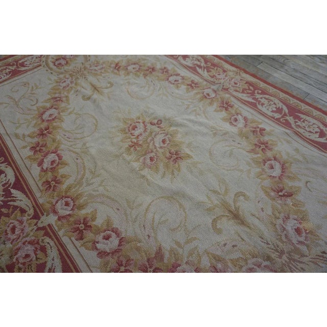 Special Tan Beige Color With Great Geometric Design Vintage Needlepoint Rug For Sale - Image 9 of 15