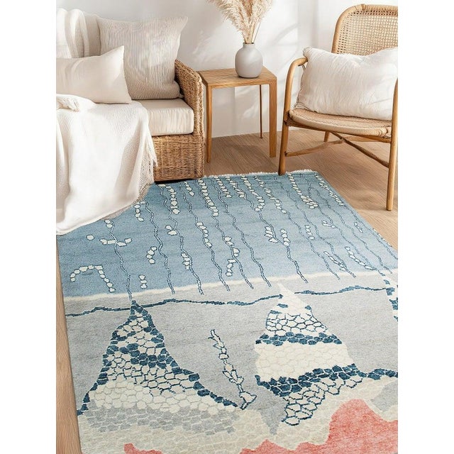 9x12 Multicolor Hand-Knotted Wool Abstract Mountainscape Geometric Carpet Rug For Sale - Image 10 of 10