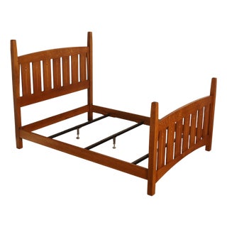 Stickley Mission Collection Harvey Ellis Inlaid Oak Queen Bed For Sale