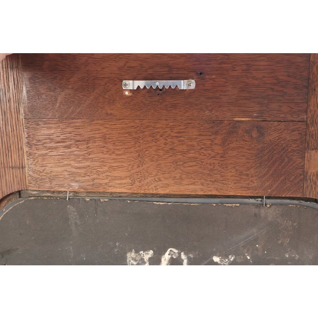 Antique Quarter-Sawn Oak Hall Mirror With Brass Hooks, C. 1900 For Sale - Image 13 of 18