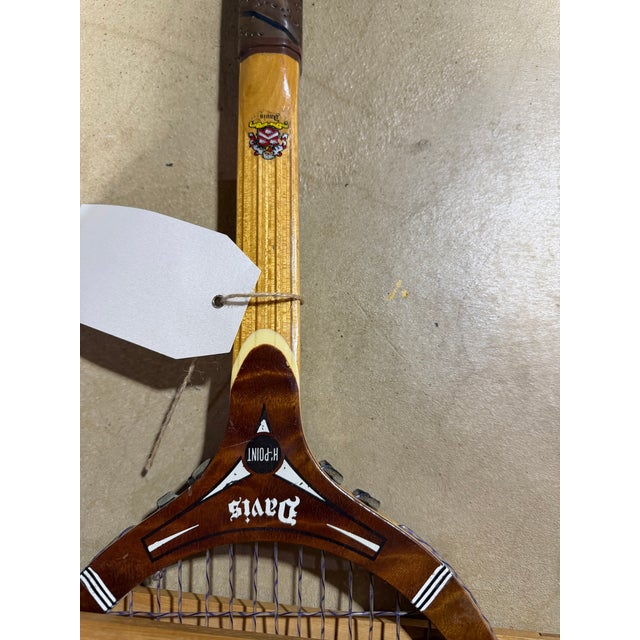 American Mid-Century Vintage t.a. Davis "Hi-Point" Wooden Tennis Rackets in Braces - Pair For Sale - Image 3 of 11