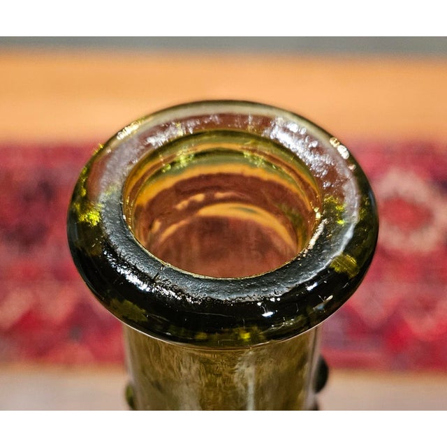 Pair of Vintage Glass Genie Bottles - Amber Diamond and Green Hobnail For Sale - Image 12 of 15