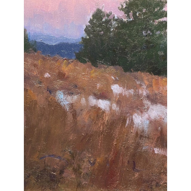 Contemporary Winter Moon by Devin Michael Roberts | Oil on panel Landscape with a moonlit sky and mountains. For Sale - Image 3 of 5